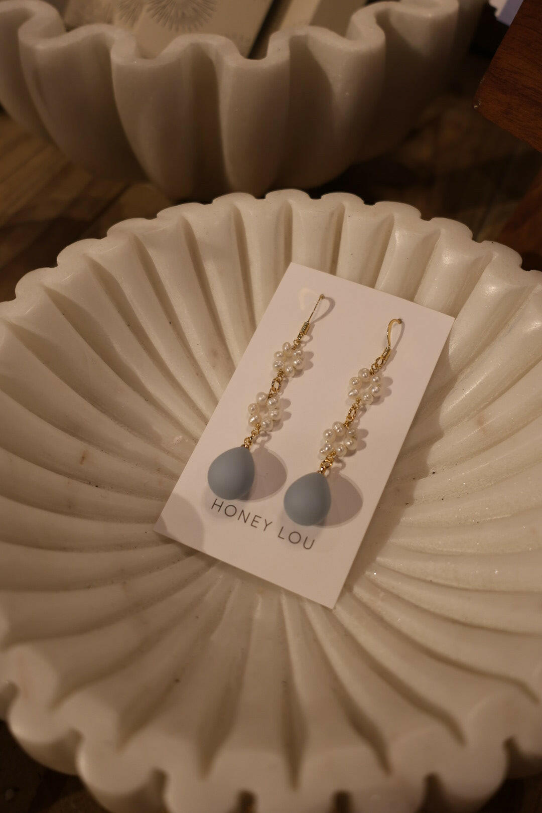 Honey Lou Genuine Pearl Flora Earrings.