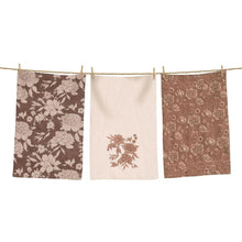 Tea Towels - Sepia Florals (Pk/03 Ast).