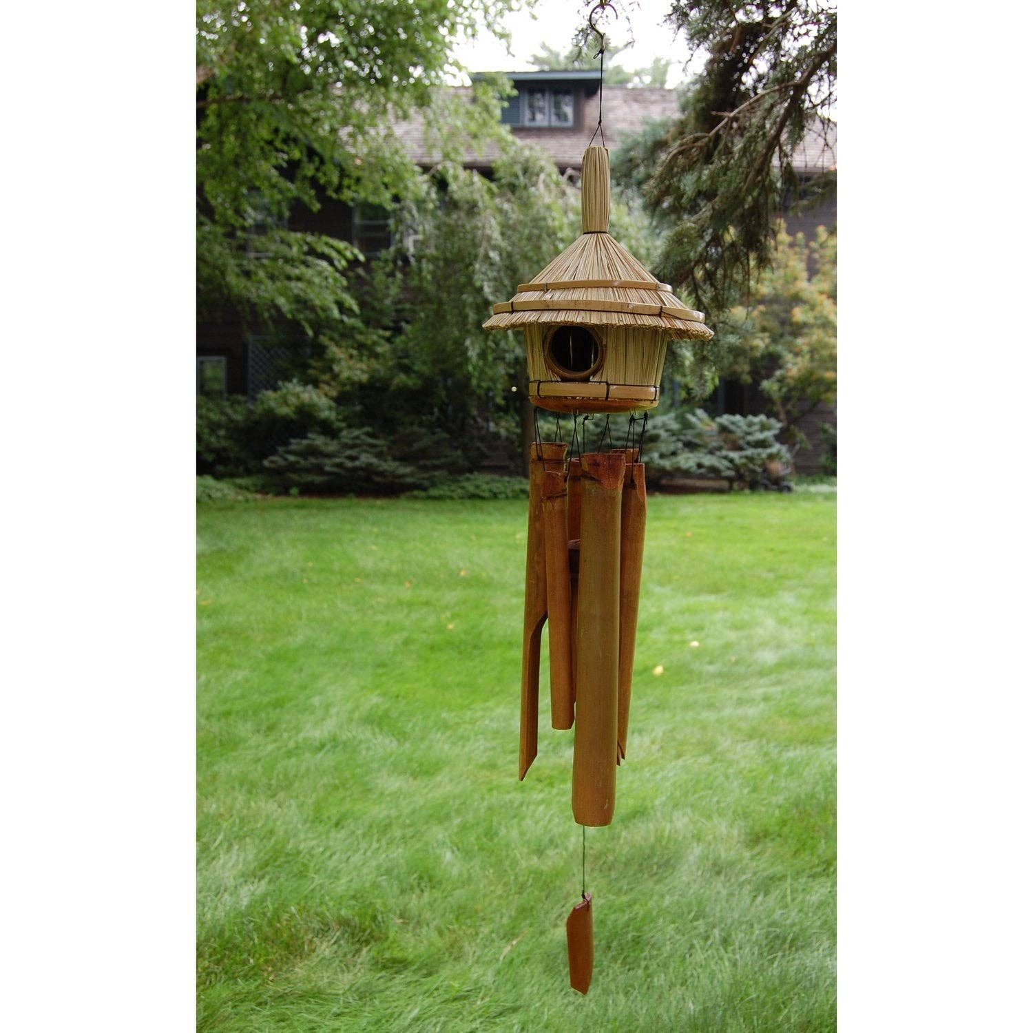 Thatched Roof Birdhouse Bamboo Chime.