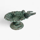 Verdigris Sunflower Bird Bath, Cast Iron Pedestal Feeder