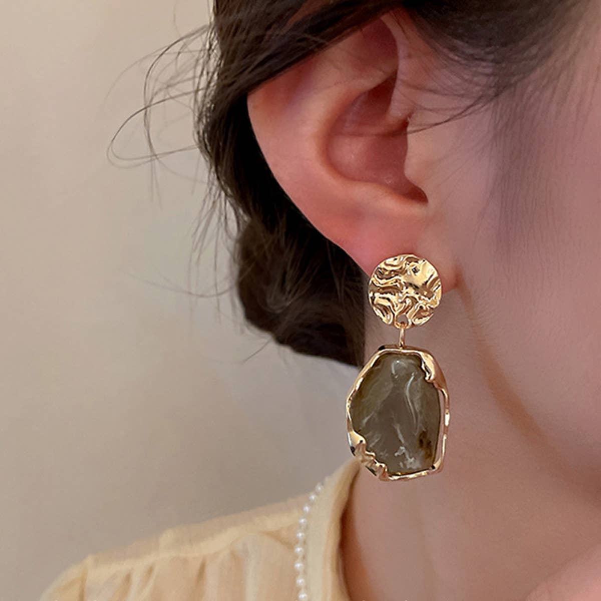 PLEATED GEOMETRIC FRENCH VINTAGE EARRINGS