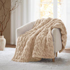 Soft Ruched 50x60" Throw Blanket, Tan