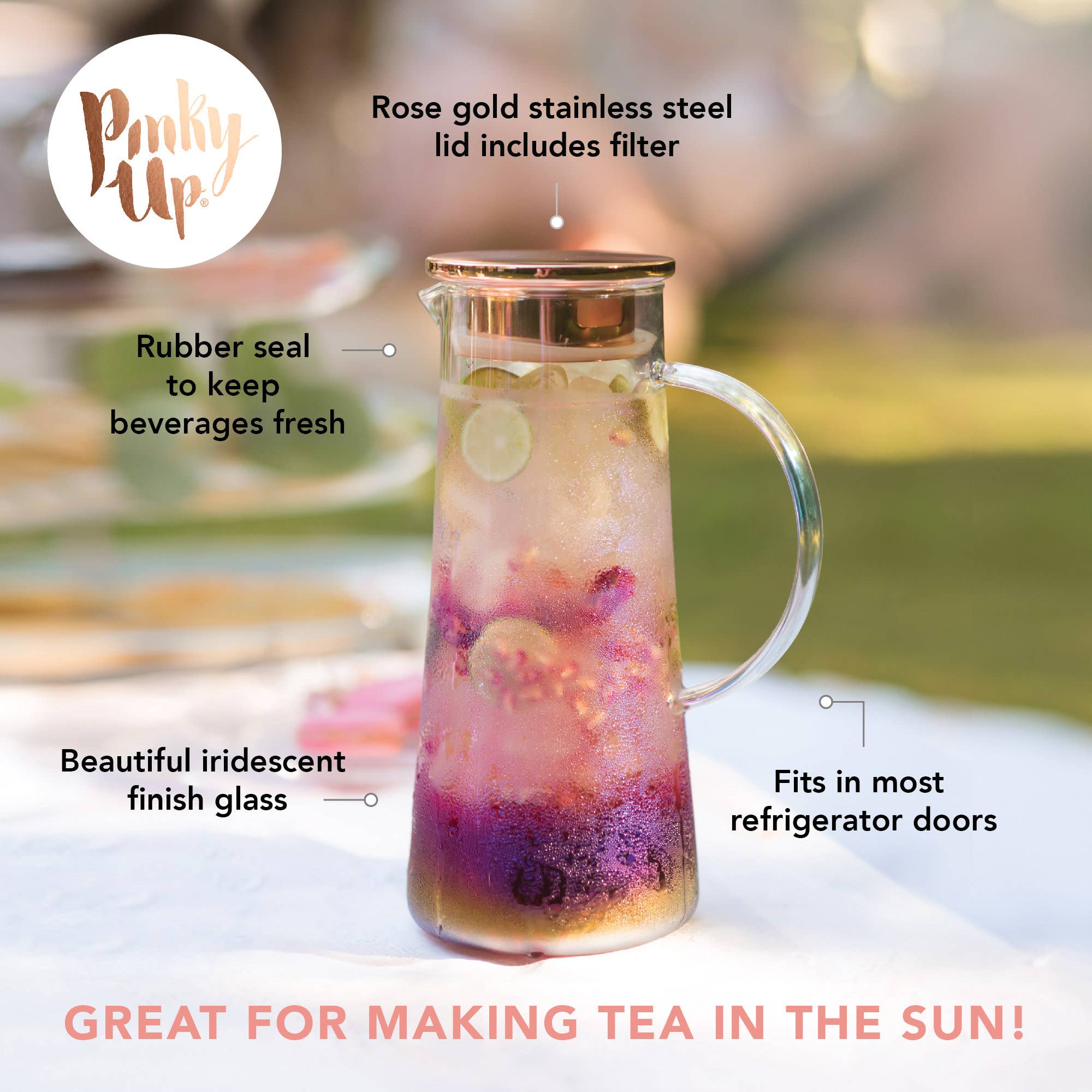Charlie™ Iridescent Glass Iced Tea Carafe with Infuser 50oz