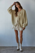 Knit Sweater Tie Front Long Sleeve Cardigan