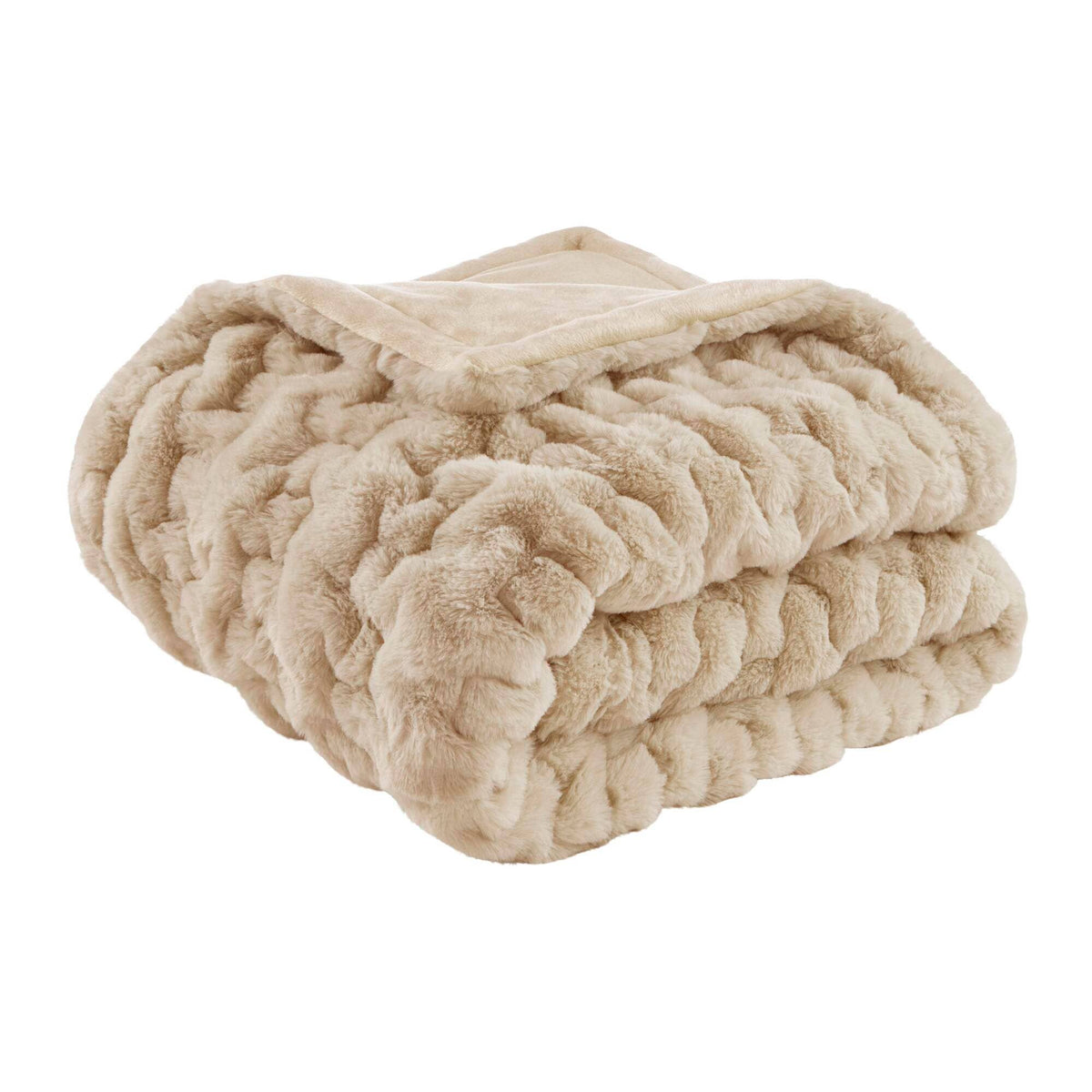 Soft Ruched 50x60" Throw Blanket, Tan
