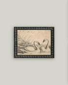 Two Swans Framed Antique Art.