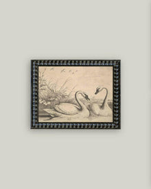 Two Swans Framed Antique Art.
