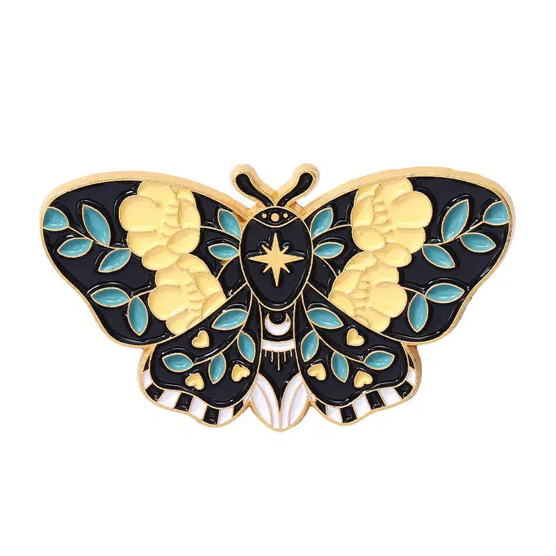 Floral Moth Butterfly Enamel Pins - Beautiful brooch pins