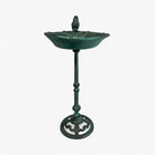 Pedestal Bird Bath Cast Iron Green Patina Garden Decor