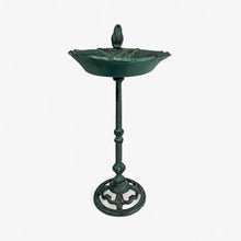 Pedestal Bird Bath Cast Iron Green Patina Garden Decor
