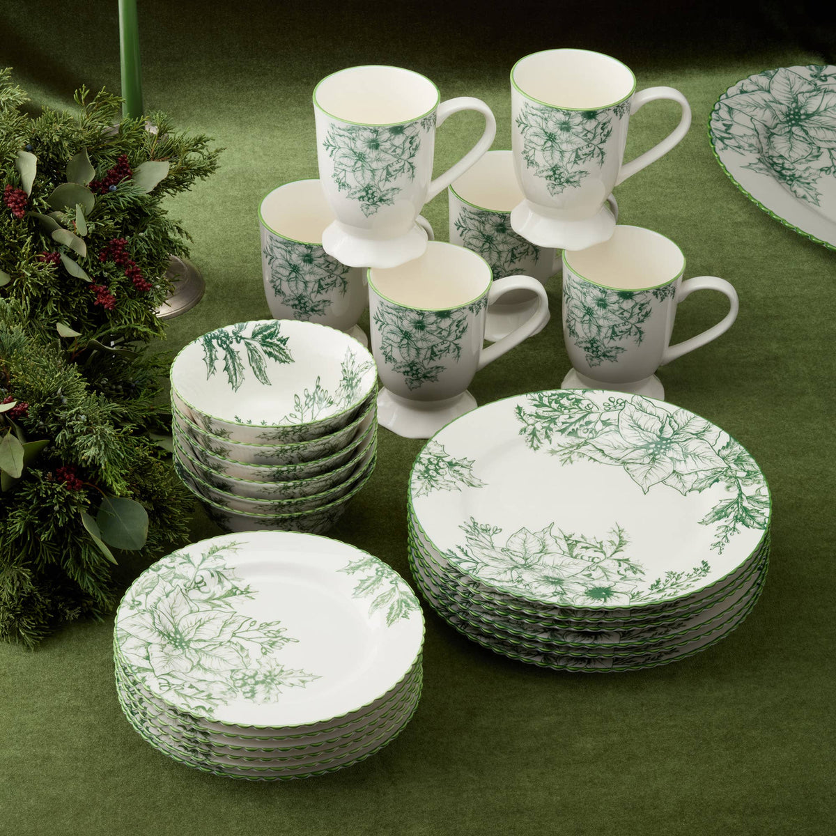 Winter Evergreen Oval Platter 16 x 12