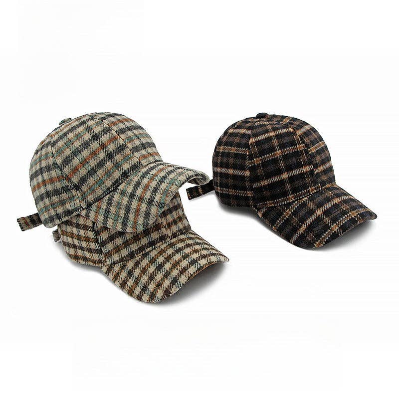 Structured Plaid Baseball Cap