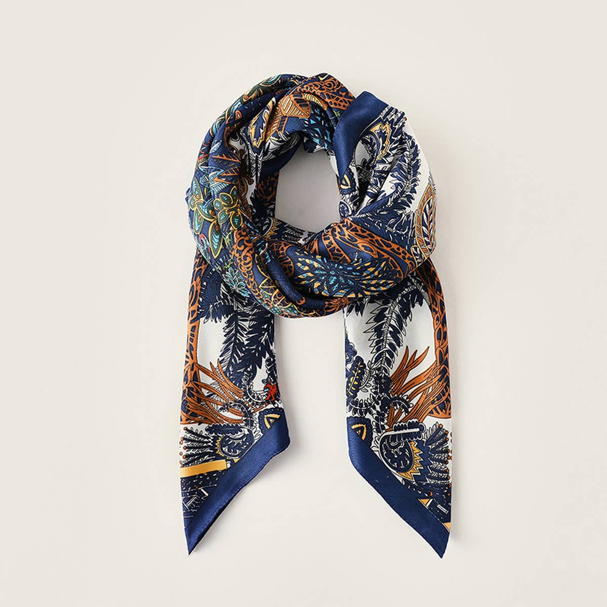 Vintage French Print Scarf – 90cm Silk Feel Square_CWASC0172