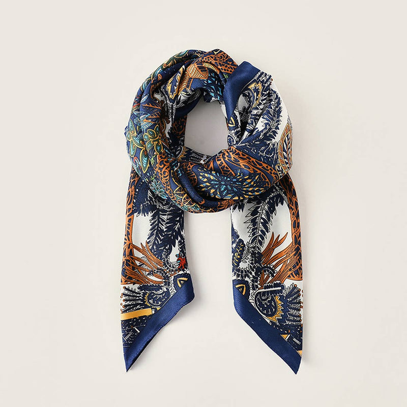 Vintage French Print Scarf – 90cm Silk Feel Square_CWASC0172