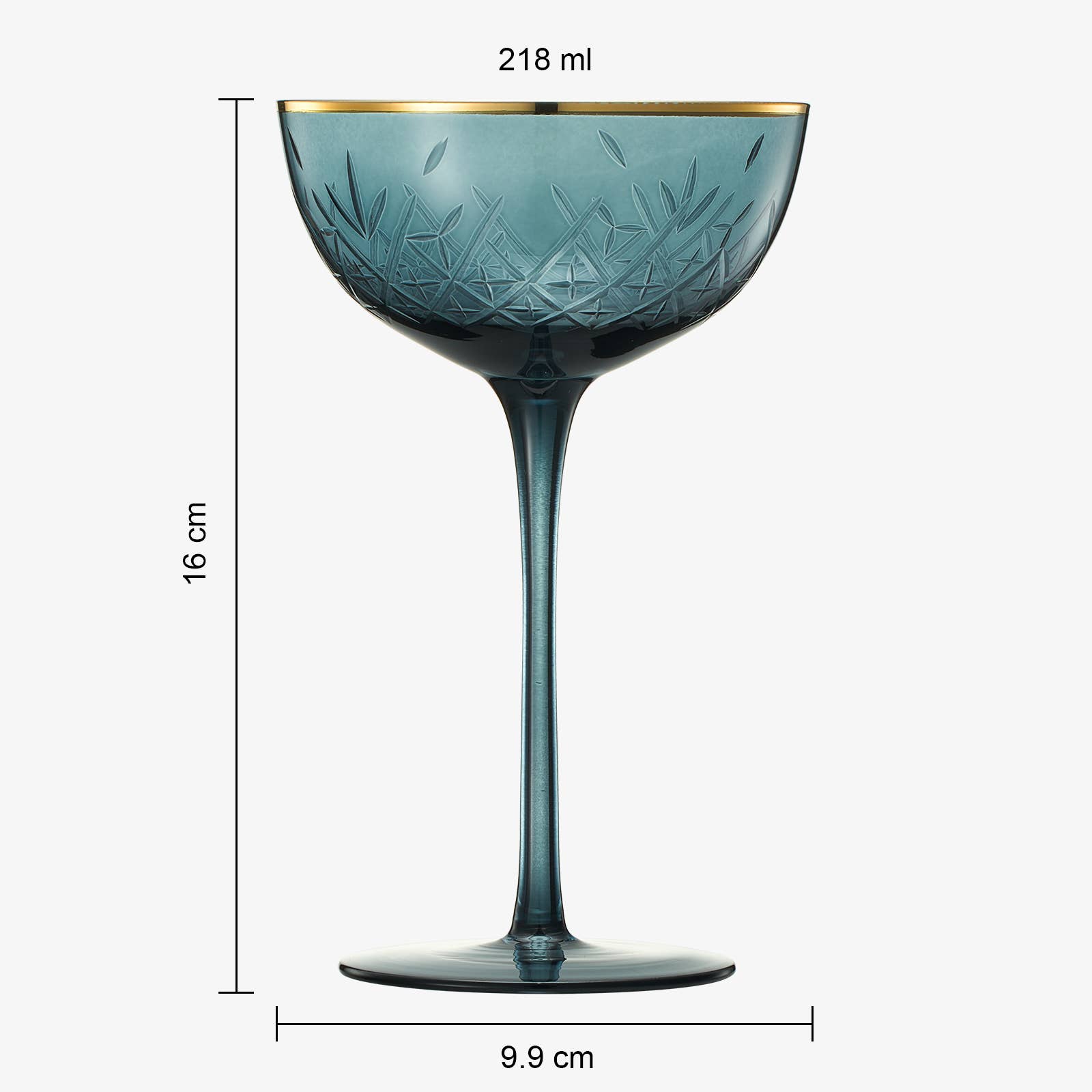 Colored Coupe Art Deco Glasses | Set of 6 | 7.3 oz Classic