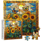 Stained Glass Puzzles for Adults 1000 Pieces and up PICKFORU Sunflowers Puzzle as Home Decor Butterfly Flower Puzzles as Home Decor