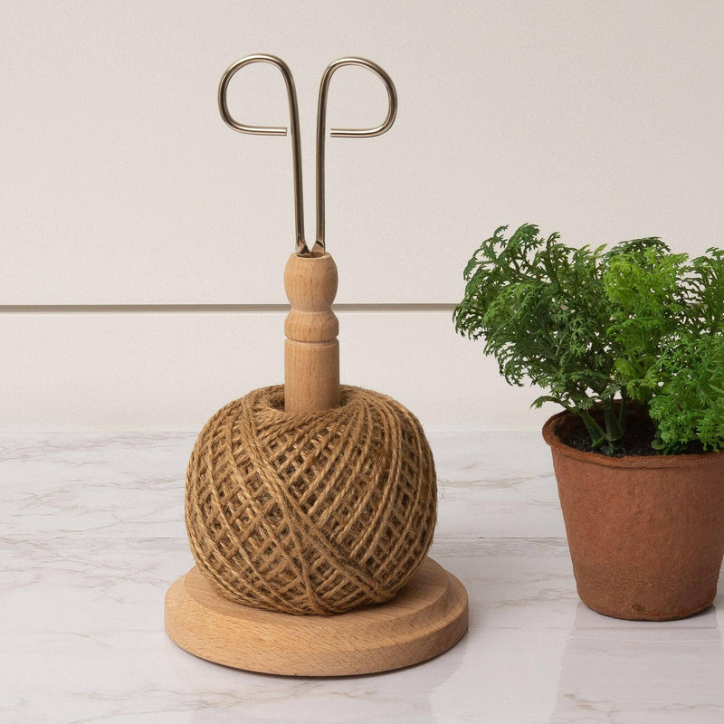 Wood Twine Holder with Scissors (PC).