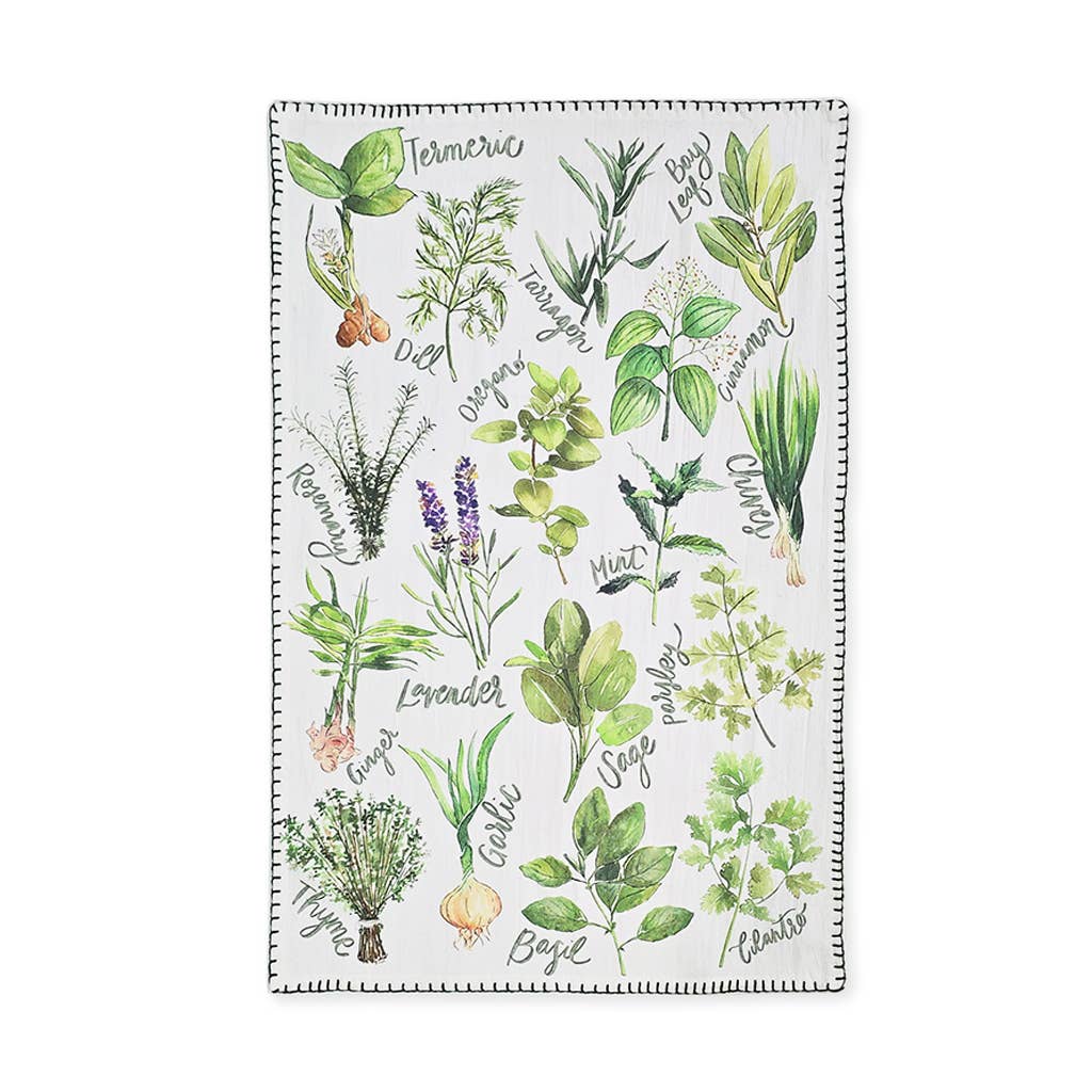 Herb Chart - Garden Herb Kitchen Tea Towel