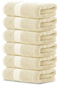 Luxury Hand Towels Turkish Cotton for Hotel Spa 16x30 inch 6 Pack Beige Color.