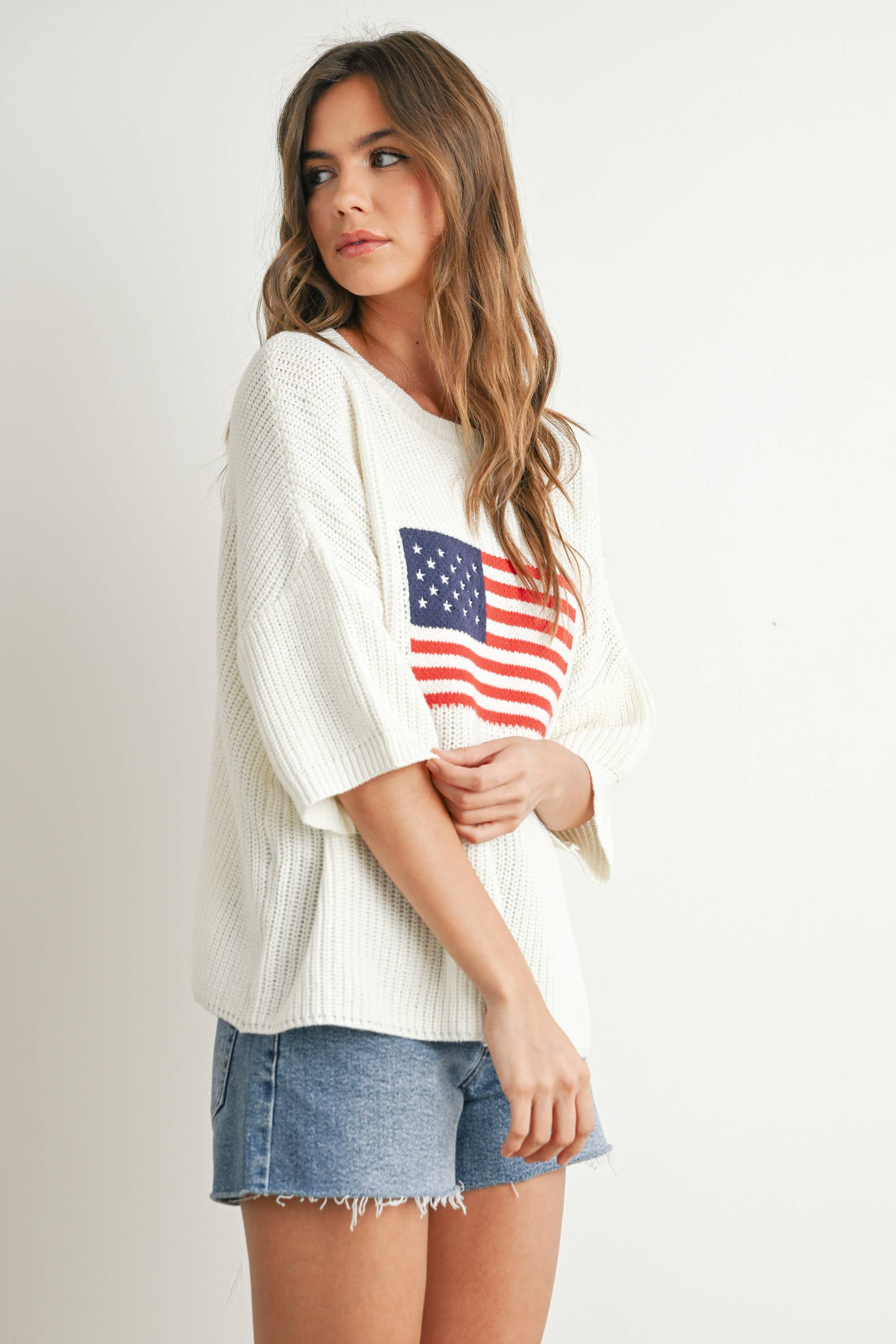 Flag Print Knit Sweater