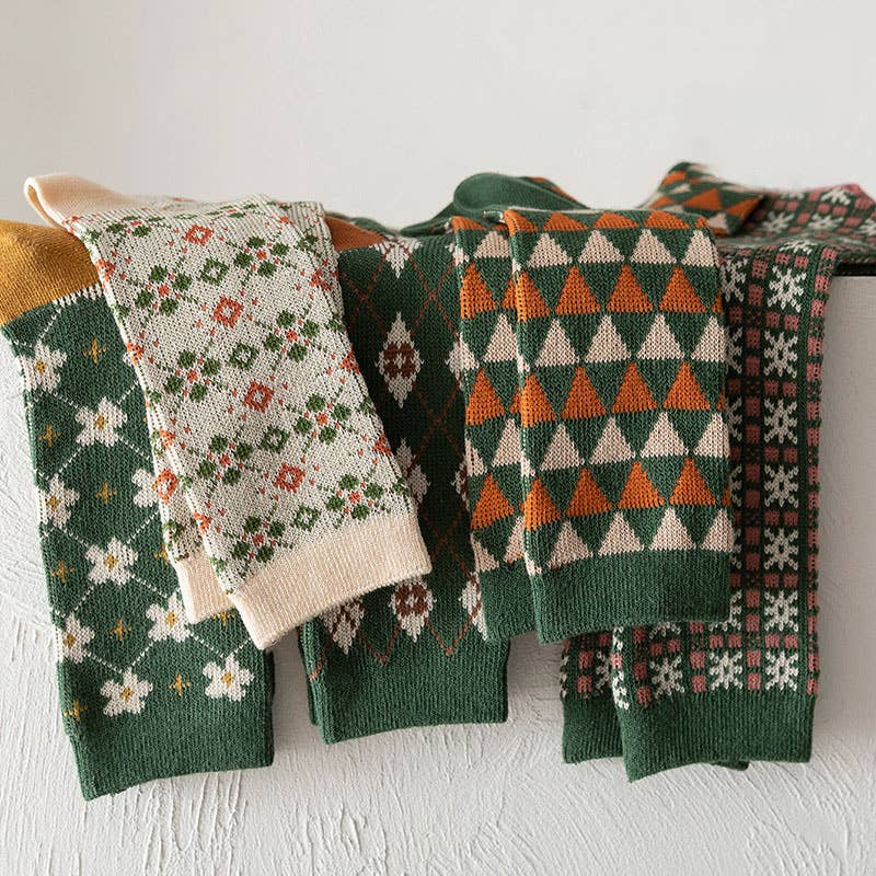 Geometric pattern Christmas gift socks