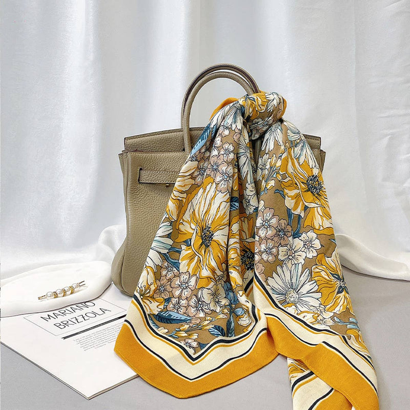 Floral Velvet Wool Scarf Shawl for Winter