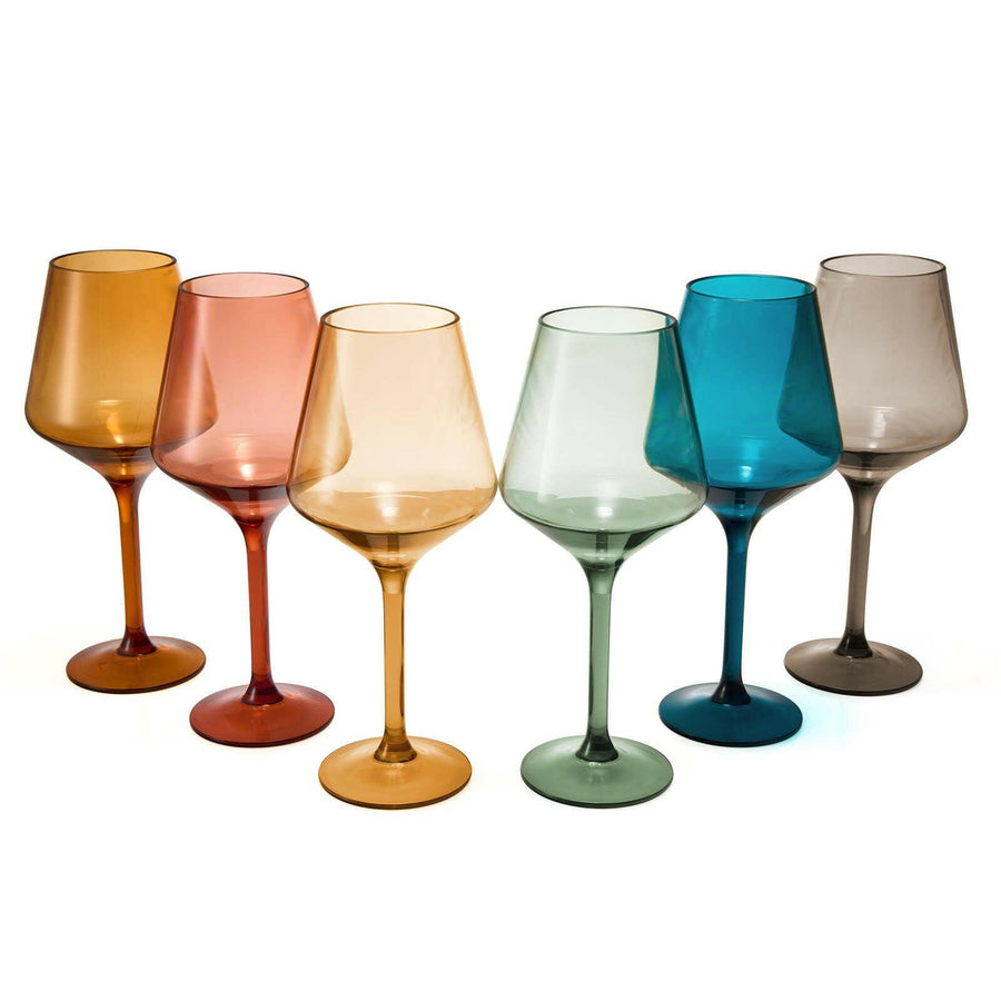 Pastel Unbreakable Acrylic Wine Glasses Set of 6.