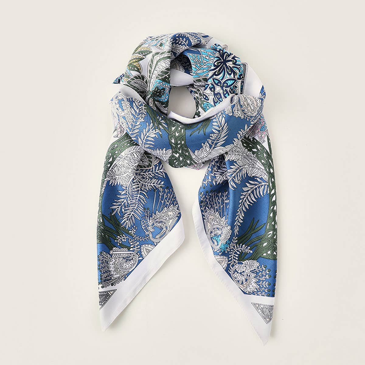 Vintage French Print Scarf – 90cm Silk Feel Square_CWASC0172