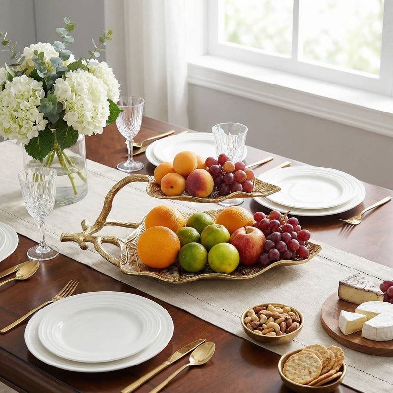 Gold Leaf 2 Tier Serving Centerpiece Tray