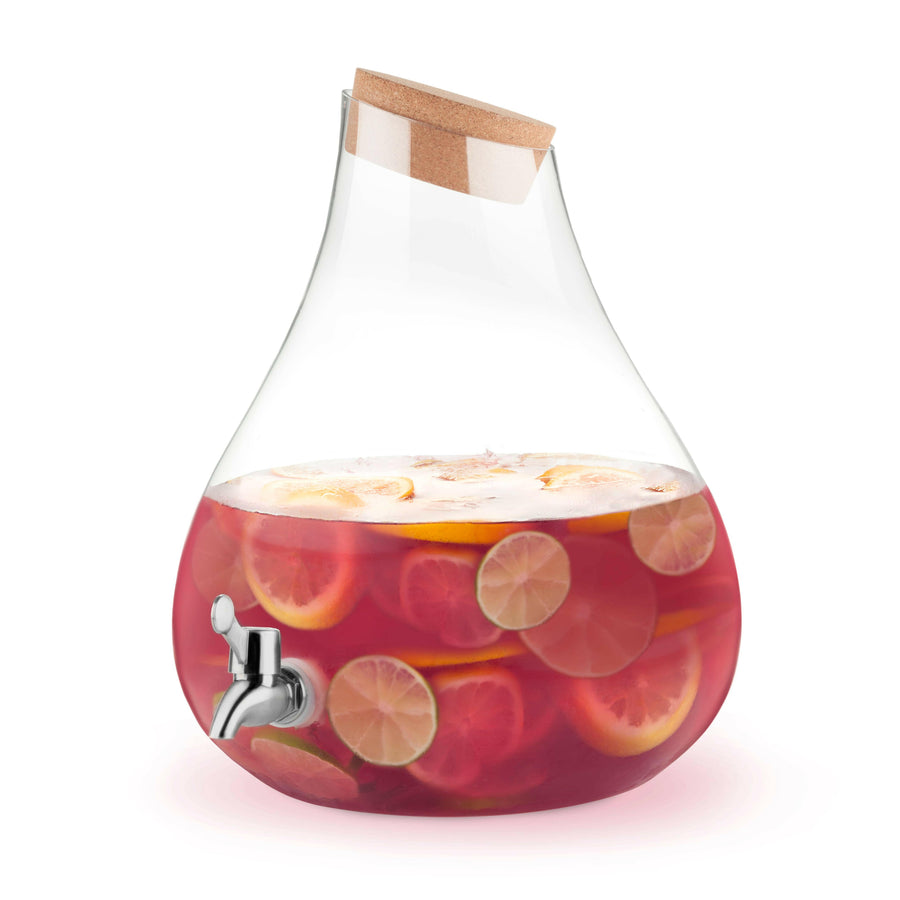 Pearl-Shaped Glass Beverage Dispenser w/ Cork Stopper.