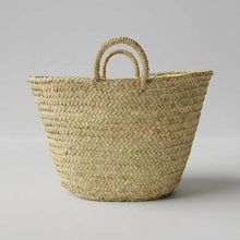 French Market Basket Palm Leaf Boho Beach Tote Bag