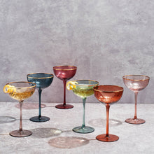 Colored Coupe Art Deco Glasses | Set of 6 | 7.3 oz Classic