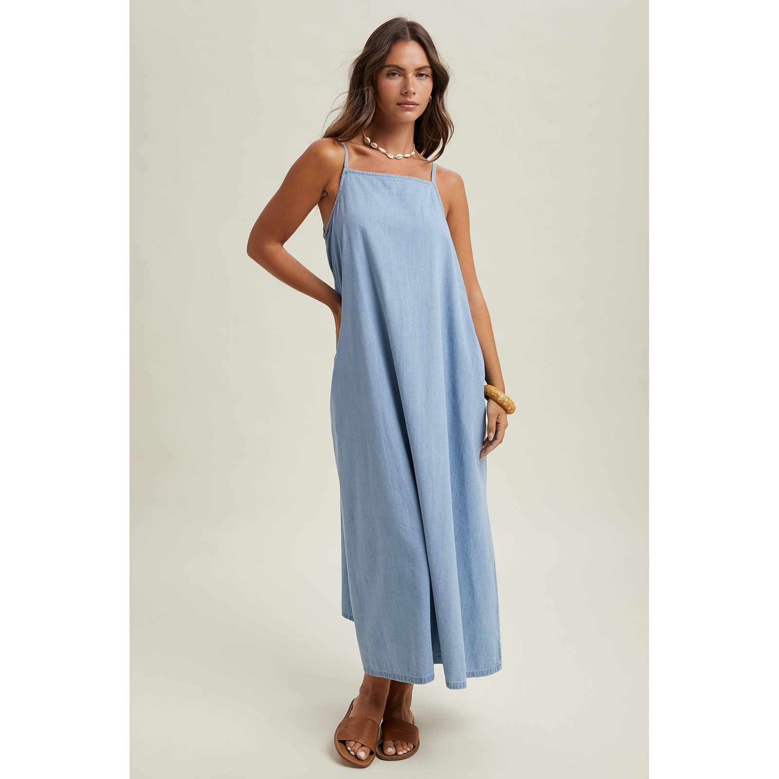 DENIM CHAMBRAY MAXI DRESS