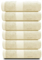 Luxury Hand Towels Turkish Cotton for Hotel Spa 16x30 inch 6 Pack Beige Color.