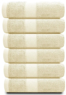 Luxury Hand Towels Turkish Cotton for Hotel Spa 16x30 inch 6 Pack Beige Color.