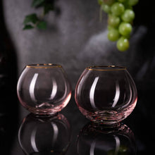 Set of 2 Blush Pink & Gilded Rim Wine Glass,18oz Glasses