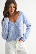 Scallop Hem Cable Knit Cardigan