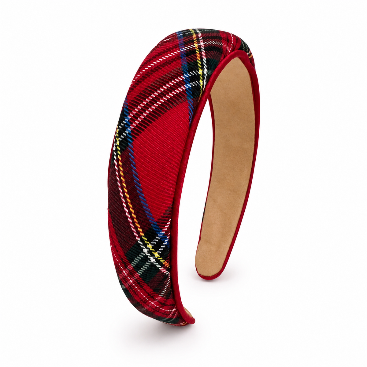 Satin Plaid Piped Headband
