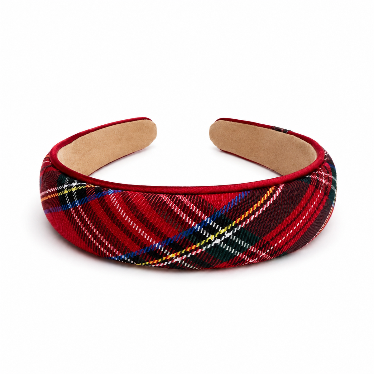 Satin Plaid Piped Headband
