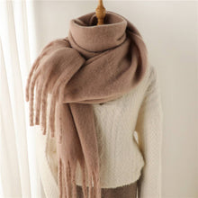 Mohair Tassel Scarf for Winter, Unisex Long Shawl