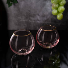Set of 2 Blush Pink & Gilded Rim Wine Glass,18oz Glasses