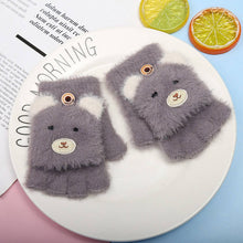 WINTER CARTOON HALF-FINGER FLIP VELVET GLOVES