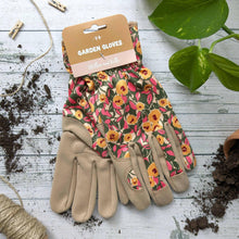 Willow & Belle Gardening Gloves - Mustard And Pink Flowers.