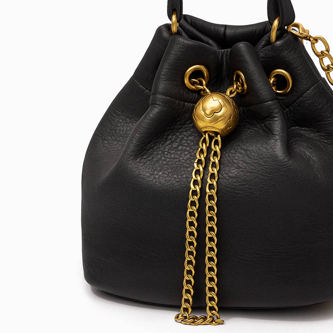 Sameera Leather Drawstring Handbag