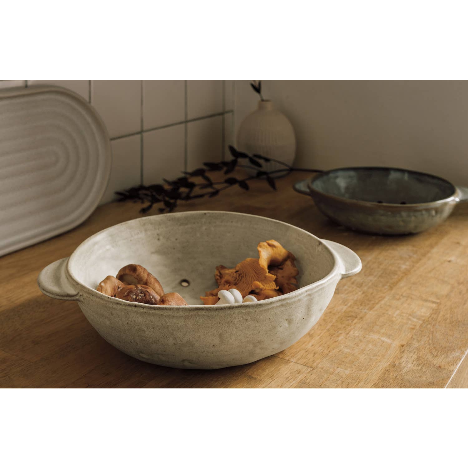 Gray Stoneware Fruit Bowl 7 inch