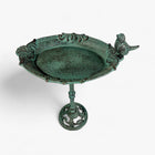 Pedestal Bird Bath Cast Iron Green Patina Garden Decor