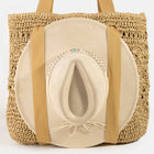 Large Straw Braided Tote Bag With Hat Holder