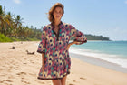 Cotton Mini Dress Beach Tunic with Vibrant Jewel Tones