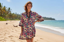Cotton Mini Dress Beach Tunic with Vibrant Jewel Tones