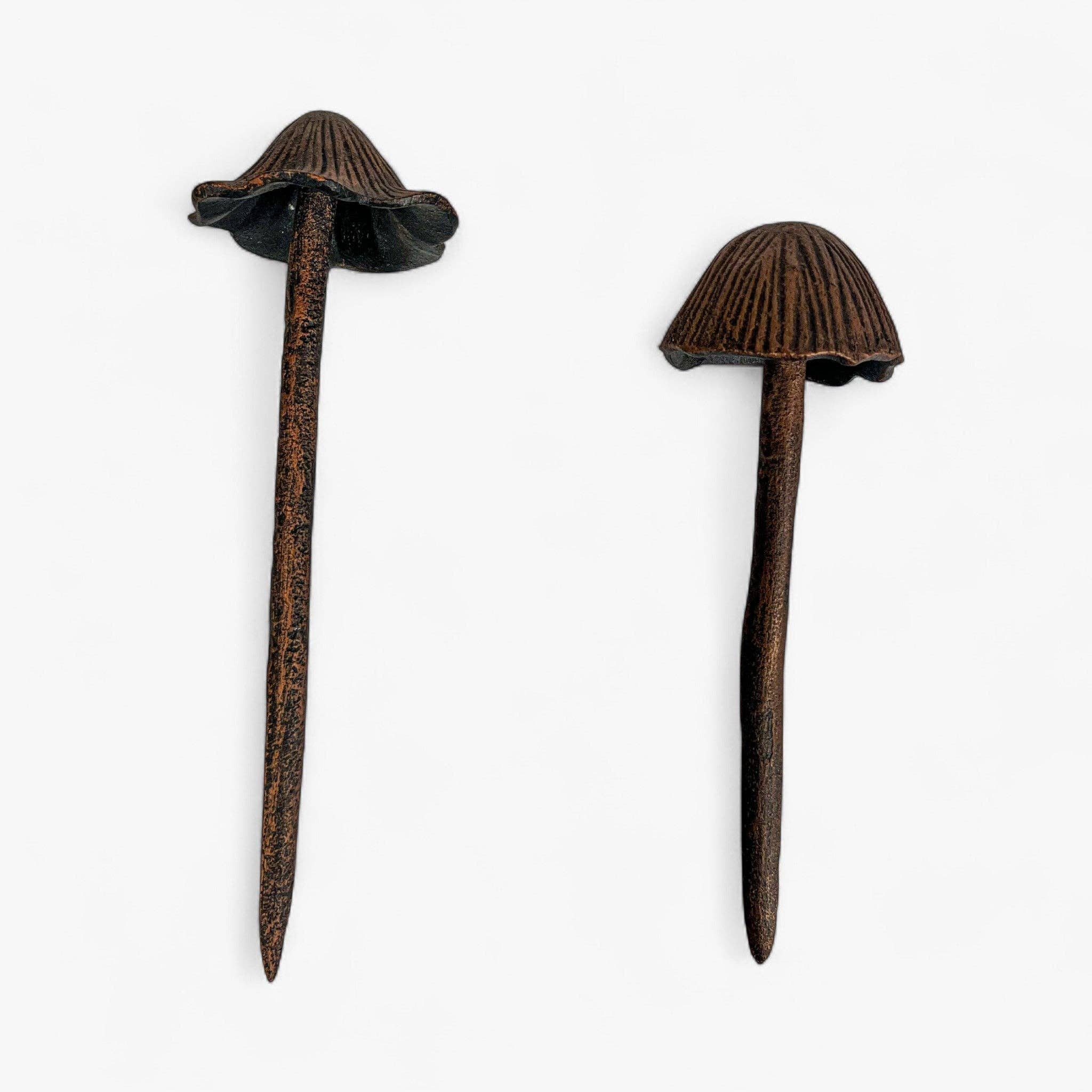 Aged Copper Finish Mushroom Garden Stakes